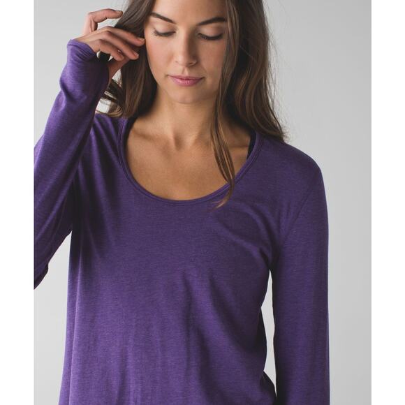 Lululemon Yogini 5 Year Long Sleeve Tee Heathered Bold Violet size 6 - Picture 3 of 10